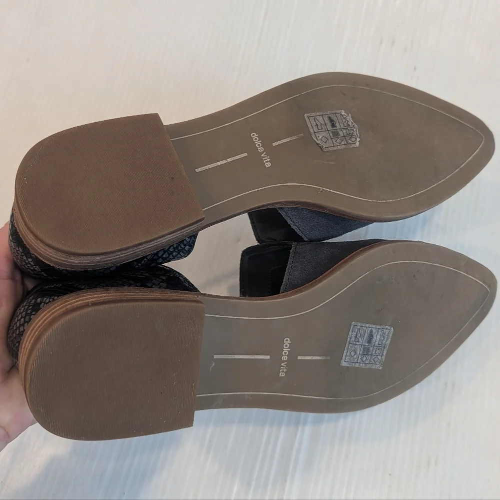 DOLCE VITA Kelsa Gray Suede And Snakeskin Leather D'orsay Flats Size 8.5